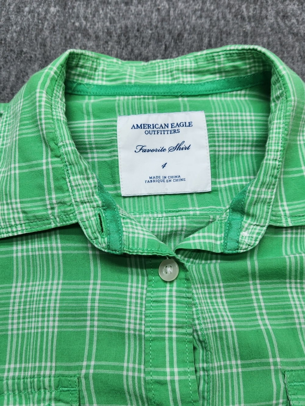 American‎ Eagle Plaid Shirt Womens 4 Green Cotton Button Up - Picture 4 of 7
